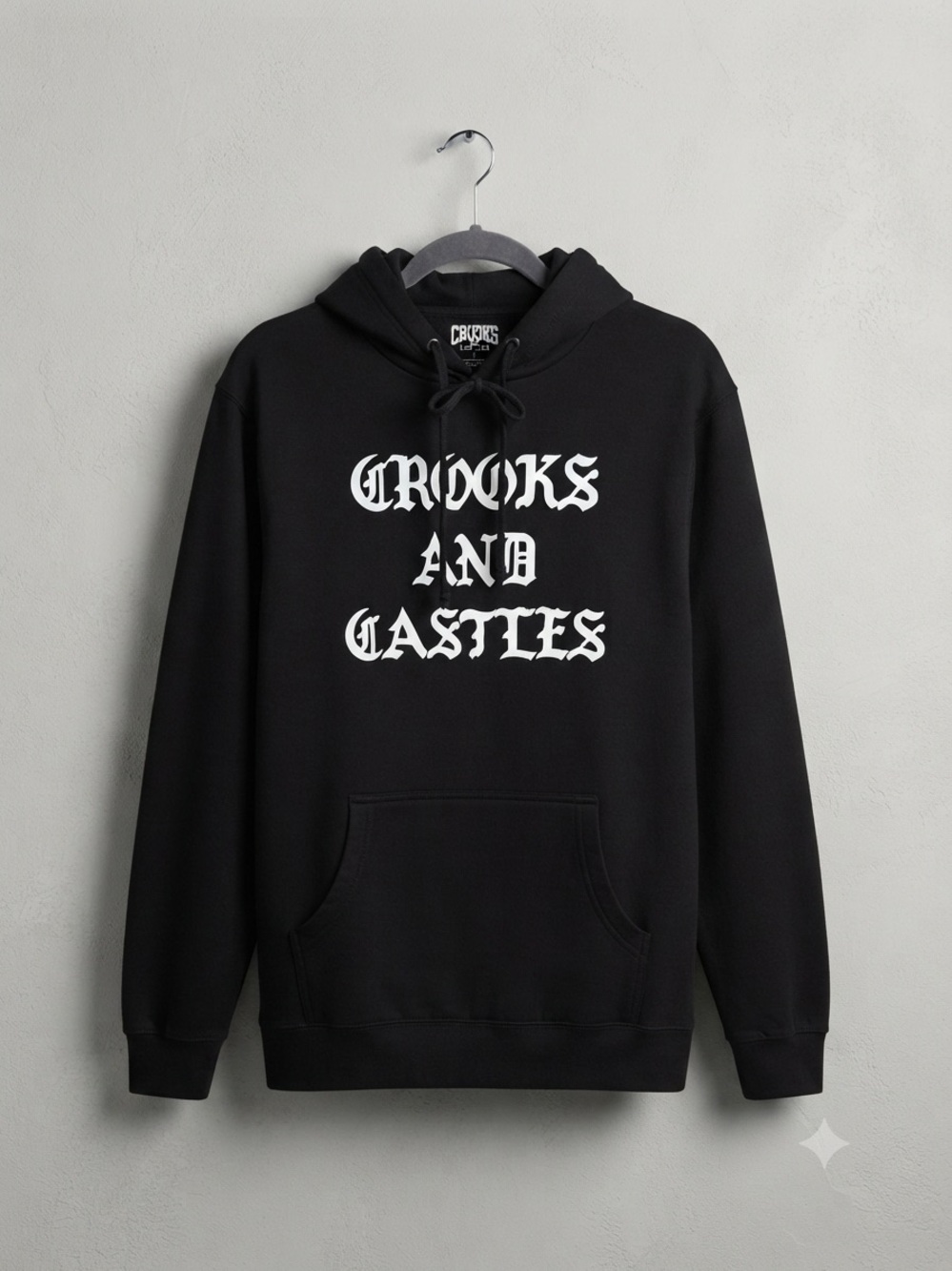 Crooks & Castles Black Hoodie with White Gothic Logo